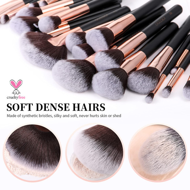 Docolor Makeup Brushes 28 Piece Professional Makeup Brush Set Premium Cosmetics Brushes Synthetic Kabuki Foundation Brush Blending Face Liquid Powder Cream Blush Concealers Eye Shadows Make Up Brushes (Docolor-DC2813)