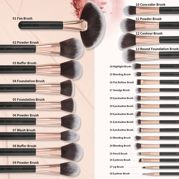 Docolor Makeup Brushes 28 Piece Professional Makeup Brush Set Premium Cosmetics Brushes Synthetic Kabuki Foundation Brush Blending Face Liquid Powder Cream Blush Concealers Eye Shadows Make Up Brushes (Docolor-DC2813)