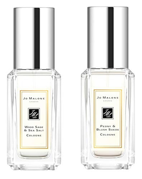 Jo Malone Wood Sage & Sea Salt Peony & Blush Suede Duo. Mini Travel Size .3Oz / 9Ml Each.