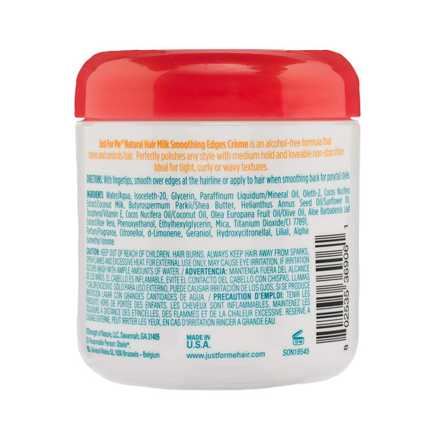Just For Me Natural Hair Milk Smoothing Edges Creme Tames Edges & Adds Shine With Coconut Milk Shea Butter Vitamin E & Sunflower Oil 6 Ounce
