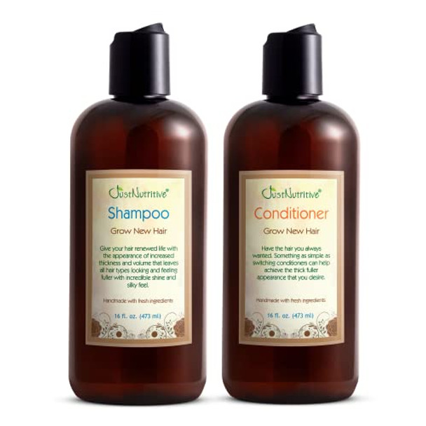 Organic Hair Growth Treatment Nutritive Shampoo & Conditioner For Thicker Hair For Men And Women Just Nutritive 16 Oz