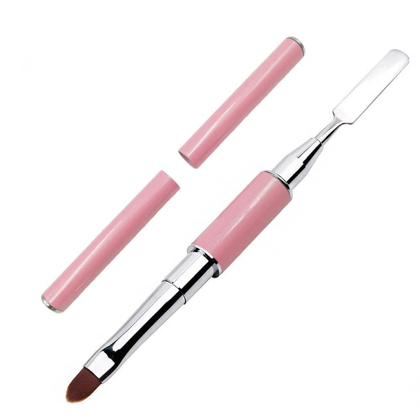 Kalolary Dual-Ended Poly Gel Brush & Picker - 2 In 1 Designs Poly Brushes & Stainless Steel Picker For Uv Gel Acrylic Nails Extension (Black)