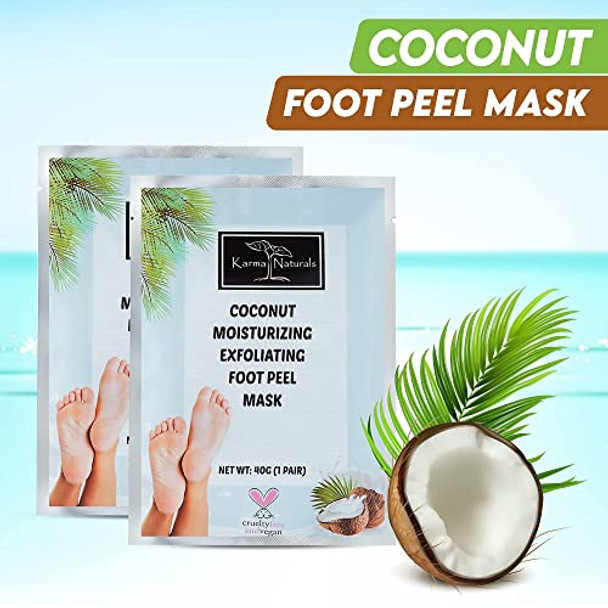 Karma Organic Nail Polish Remover Wipes & Foot Peel Mask Bundle – Coconut Foot Peel Mask (2 Pack) And Orange Blossom Nail Polish Remover Wipes (Pack Of 10)