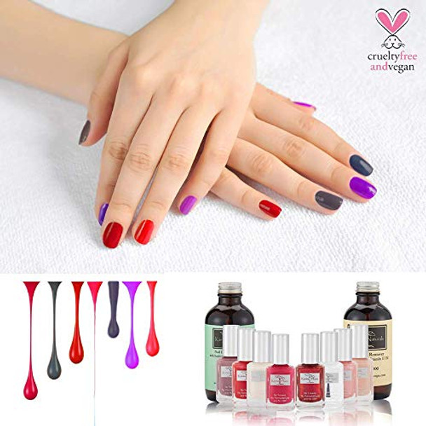 Karma Organic Christmas Nail Polish Lady Desire - Natural Nail Polish Base Coat Set – Natural Nail Polish Remover - Nontoxic Nail Art Vegan And Cruelty- Nail Paint (Pack Of 10)