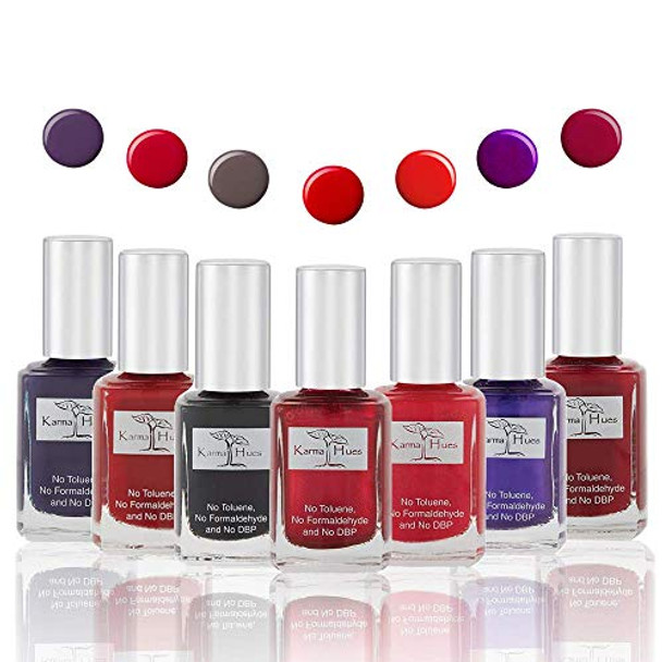 Karma Organic Karma Nail Polish Special Bundle – Nail Polish Base Coat Set - Nontoxic Nail Art Vegan And Cruelty- Nail Paint (Pack Of 7)