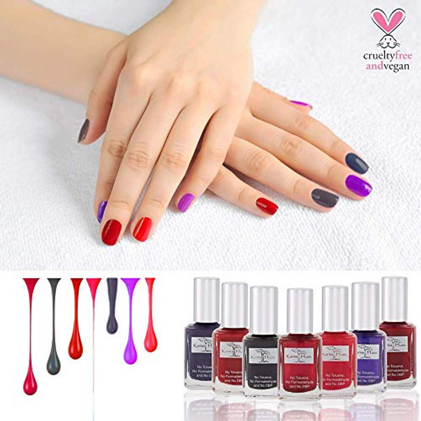 Karma Organic Karma Nail Polish Special Bundle – Nail Polish Base Coat Set - Nontoxic Nail Art Vegan And Cruelty- Nail Paint (Pack Of 7)