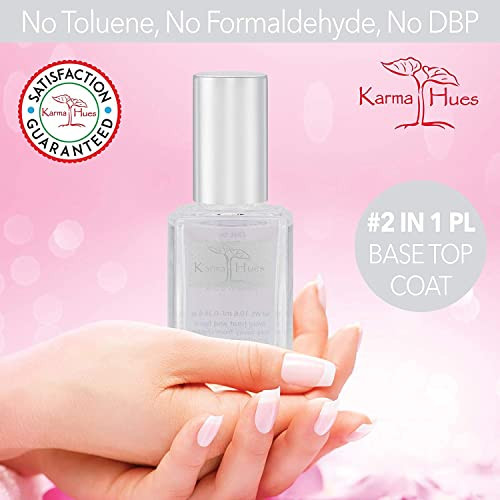 Karma Organic Nail Polish Remover & Base Coat Bundle – Unscented Nail Polish Remover (4Fl-Oz) Two In One Base/Top Coat (0.43Fl-Oz)