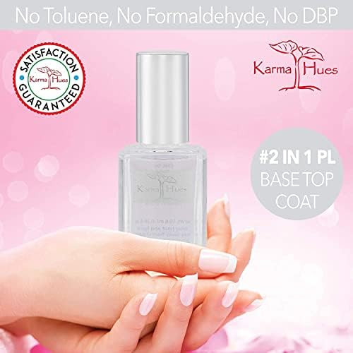 Karma Organic Nail Polish Remover & Base Top Coat Bundle - Natural Tea Tree Oil Based Formula Nail Polish Remover (4Fl-Oz) Two In One Base/Top Coat For Women (0.43Fl-Oz)