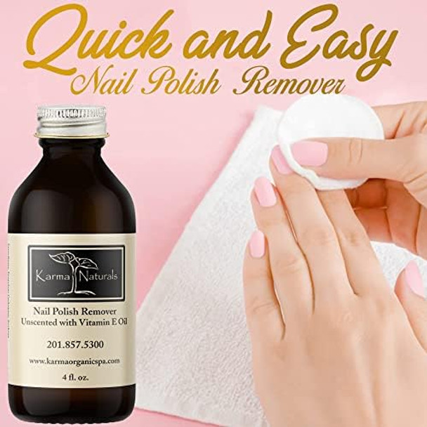 Karma Organic Nail Polish Remover Bundle - Tea Tree Oil Nail Polish Remover (4Fl-Oz) Natural Unscented Nail Polish Remover (4Fl=Oz)
