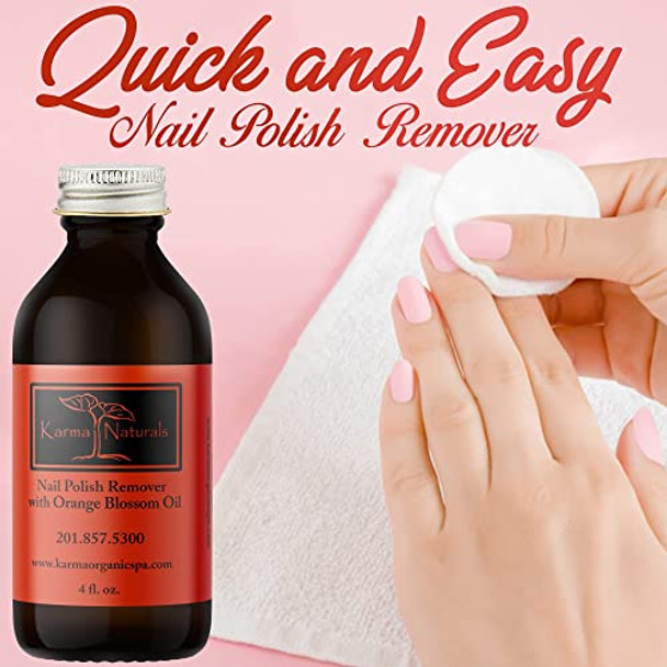 Karma Organic Nail Polish Remover Bundle – Beauty Natural Soybean Lavender Nail Polish Remover Orange Blossom Non Toxic Acetone - Nails Strengthener For Fingernails - 4 Fl. Oz.