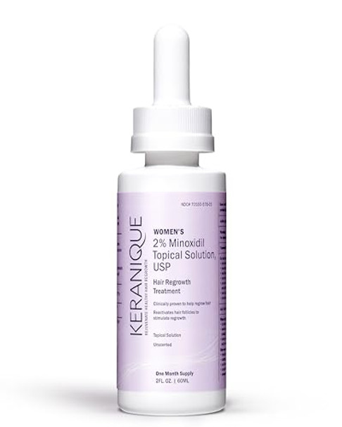 Keranique Hair Regrowth Treatment Dropper – 2% Minoxidil 2 Fl Oz 30 Day Supply – Regrow Thicker-Looking Hair Helps Revitalize Hair Follicles