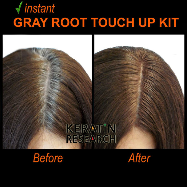 Keratin Research 3 Pack Gray Away Instant Hair Root Touch Up And Concealer 7Ml Dual Brush Black Color