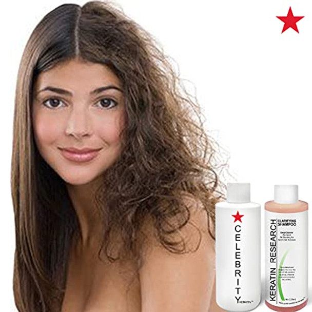 Keratin Research Celebrity Keratin Hair Treatment Conditioning Straightening Keratin Proteins Amino Acids Argan Castor Oils Repair Damaged Color Treated Curly Straight Coarse Thin Hair (Kit I)