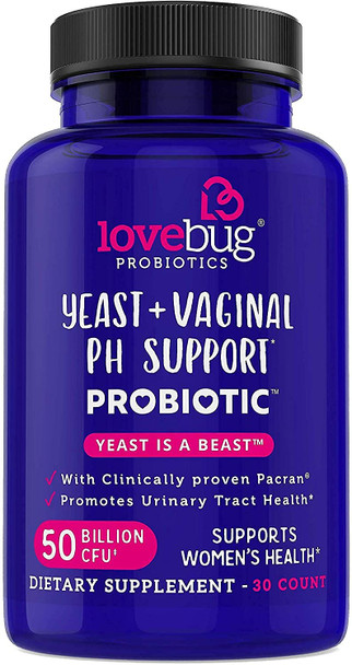 LoveBug Probiotics Complete Women's Health 50 Billion CFU Vaginal Care and pH Balance Probiotic Proven Ingredients with Pacran Promotes Urinary Tract Health Advanced Strength 30 Capsules LoveBug Probiotics Complete Women's Health 50 Billion CFU Vaginal Care and pH Balance Probiotic Proven Ingredients with Pacran Promotes Urinary Tract Health Advanced Strength 30 Capsules