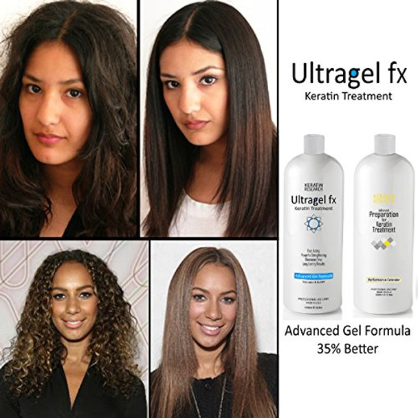 Keratin Research Ultragel Fx Complex Brazilian Keratin Blowout Hair Treatment 1000Ml With Advanced Preparation All Hair Types Including Coarse Curly Black Dominican Brazilian Straighten Smooth And Repair Hair