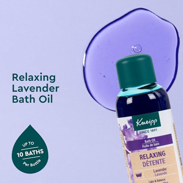 Kneipp Relaxing Lavender Bath Oil - Good For Relaxation Any Time Of Day - Vegan - 3.38 Fl Oz - Up To 10 Baths