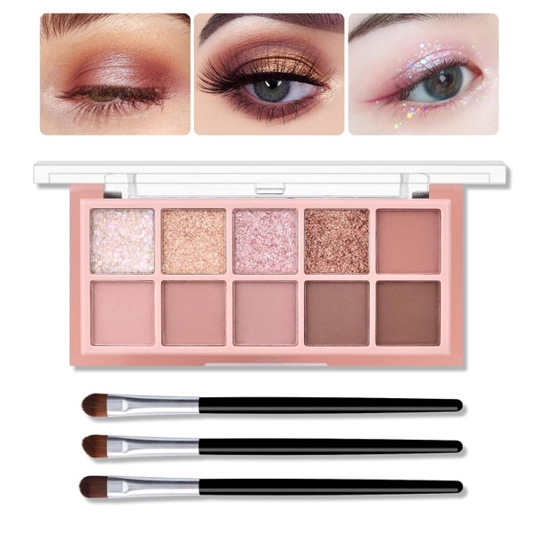 Kyda 10-Color Neutral Taupe Matte Eyeshadow Palette - High Pigmented Nude Brown & Y Grey Shades