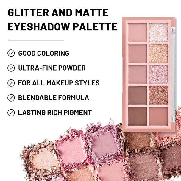 Kyda 10-Color Neutral Taupe Matte Eyeshadow Palette - High Pigmented Nude Brown & Y Grey Shades