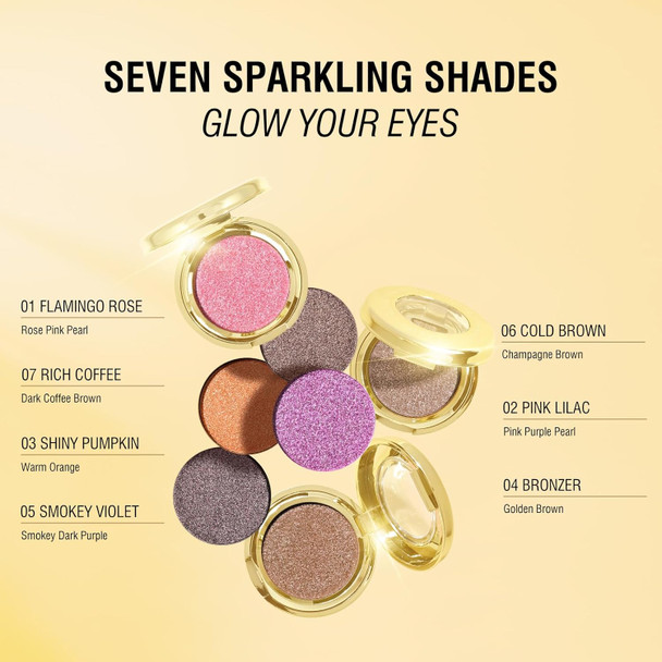 Kyda Single Glitter Eyeshadow - Sparkling Rose Pink Soft Shimmer Powder High Pigment Compact Lightweight Blendable Pearl