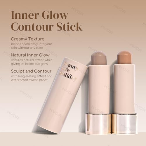 Kyda Cool Toned Contour Stick Natural Matte Cream Contour Lightweight Non-Clumping Face Shaping Makeup Blendable Smooth Matte Bronzer Stick Buildable Coverage Portable Travel Size 01 Cold