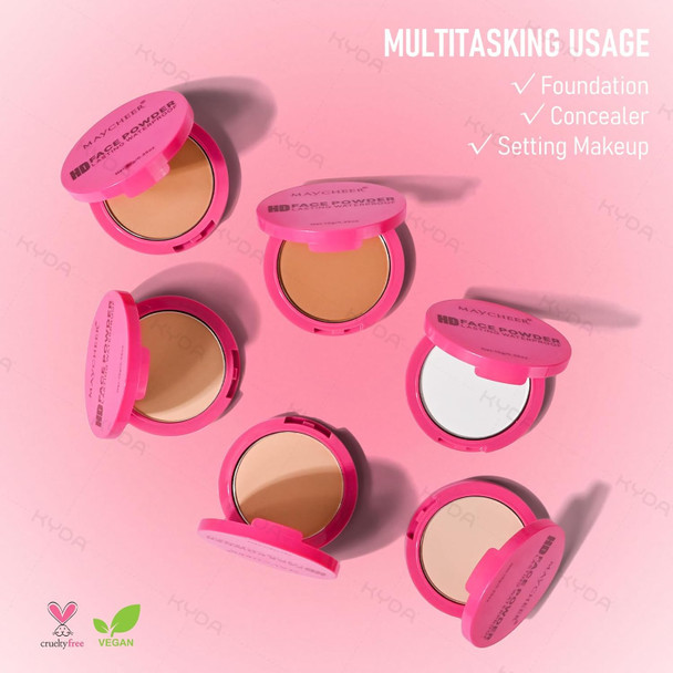 Kyda Pressed Powder Foundation Matte Powder Foundation With Concealer And Setting Makeup Lasting Oil Control Buildable Matte Finish Breathable Lightweight - 02