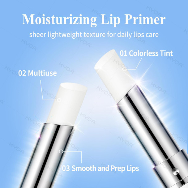 Kyda 2 Pcs Lip Primer Colorless Tint Smoothes And Refines Lips Moisturizing Primer For Lips Sheer Lightweight Lip Base Lipstick Primer & Daily Lips Balm