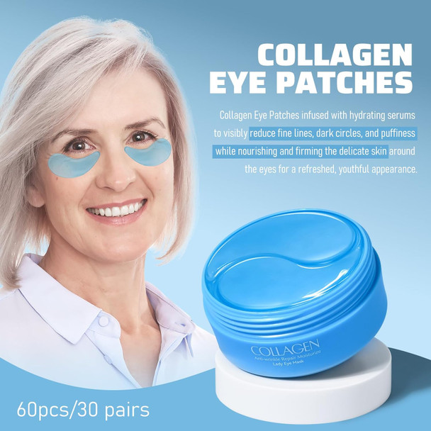 Kyda 60 Pcs Collagen Under Eye Patches For Older Women Hydrating & Moisturizing Eye Mask Anti Aging Eye Patches For Puffy Eyes Eye Liners And Dark Circles