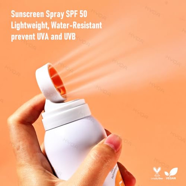 Kyda Reef Safe Sunscreen Spray Spf 50 Body Sunscreen Infused With Vitamin E 360° Mist Lightweight Non-Greasy Water Resistant Uv Protection For Face And Body 5.07 Fl Oz