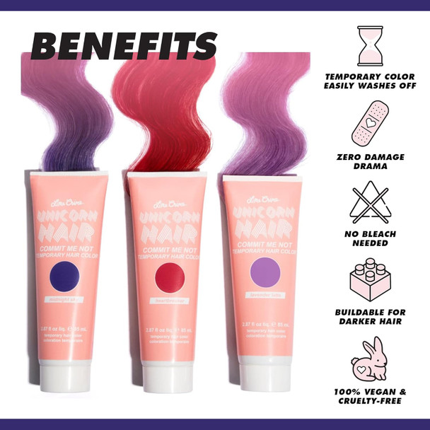 Lime Crime Temporary Hair Color Midnight Sky - Damage- Semi-Permanent Hair Color Conditions & Moisturizes - Temporary Hair Tint Kit Has A Sugary Citrus Vanilla Scent - Vegan & Cruelty-
