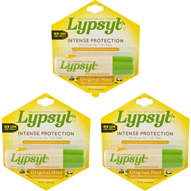 Lypsyl Intense Protection Original Mint Lip Balm 0.10 Oz (3-Pack)