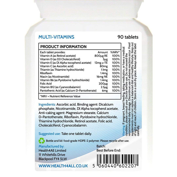 Health4All Multivitamins One A Day 360 Tablets Made In The Uk