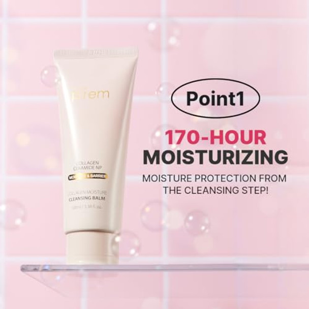 Make P:Rem Collagen Moisture Cleansing Balm Gentle Deep Cleansing Makeup Remover For Pore Tightening & Enhancing Skin Barrier Korean Skin Care 3.38 Fl.Oz 100Ml