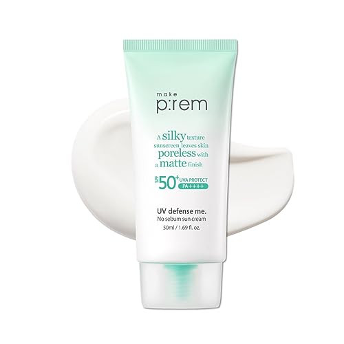 Make P:Rem Uv Defence Me. No Sebum Sunscreen Spf 50+ Pa++++ Reef-Safe Silky Texture With Poreless And Matte Finish Uva/Uvb Protection Korean Sunscreen 1.69 Fl Oz 50Ml