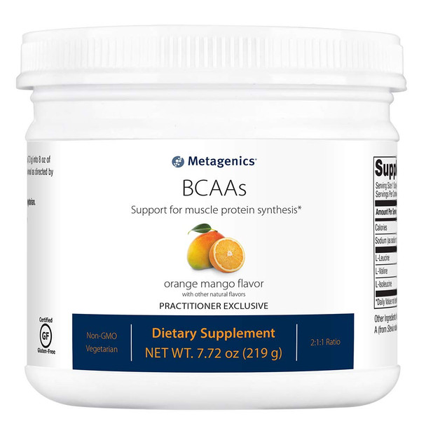 Metagenics BCAAs Powder 7.72 oz (219 g), Orange Mango Flavor, 30 Servings - Non-GMO, Gluten Free, Vegetarian