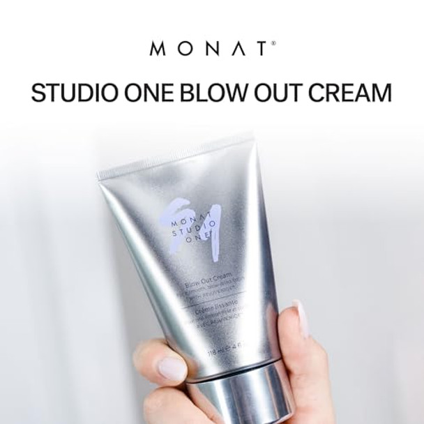 Monat Studio One Blow Out Cream - Anti Frizz Hair Care/Cream Helps Smooth And Soften Hair While Using Heat Styling Products. Thermal/Heat Protectant - Net Wt. 118 Ml / 4 Fl. Oz.