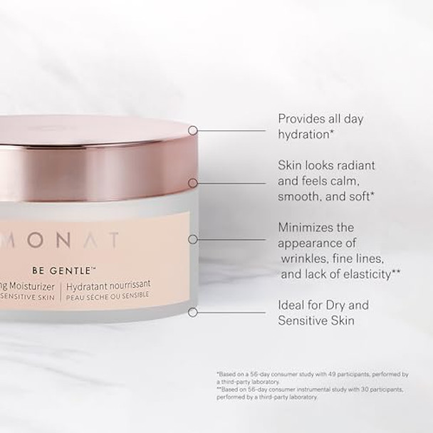 Monat Be Gentle Nourishing Moisturizer - Face Moisturizer W/Hyaluronic Acid & Plant Stem Cells. Nourishing Moisturizer Face Cream. Anti-Aging & Hydrating Cream -Net Wt. 1.52 Fl Oz / 45 Ml