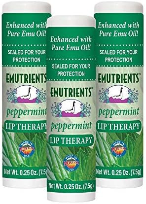 Montana Emu Ranch - Lip Therapy Lip Balm - 0.25 Ounce - Peppermint Flavor - 3 Pack - Made With Pure Emu Oil