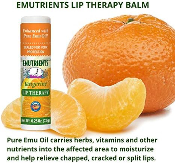Montana Emu Ranch - Lip Therapy Lip Balm - 0.25 Ounce - Tangerine Flavor - 3 Pack - Made With Pure Emu Oil