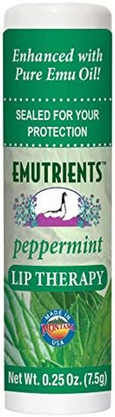 Montana Emu Ranch Natural Lip Balm 0.25 Ounce - Peppermint - Long Lasting Lip Therapy With Emu Oil