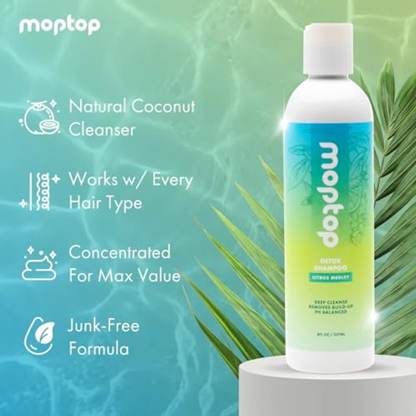 Moptop Detox Shampoo – Scalp Clarifying Shampoo For Build Up Hard Water Dirt & Oil Sulfate & Paraben Hair Care For All Hair Types – Thin Straight Wavy Curly & Coily (Citrus Medley 2Oz)