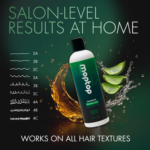 Moptop Salon Quality Gentle Shampoo Reduces Frizz Cleanses Hair All Hair Types Sulfate & Paraben Color Safe 32Oz