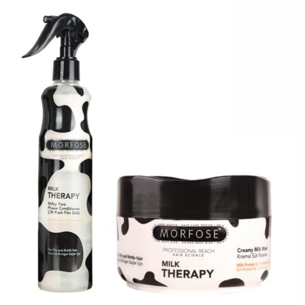 Morfose Milk Therapy Deep Conditioner And Hair Mask Set - Intense Treatment For Dry Damaged Hair - Hair Moisturizer And Botox Effect