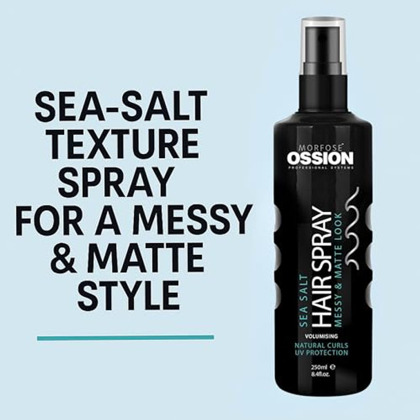 Morfose Ossion Premium Barber Line Sea Salt Spray Texturizing Hair Spray For Men Adds Volume Matte Finish & Natural Hold – Effortless Beach Hair Look 8.45 Fl. Oz