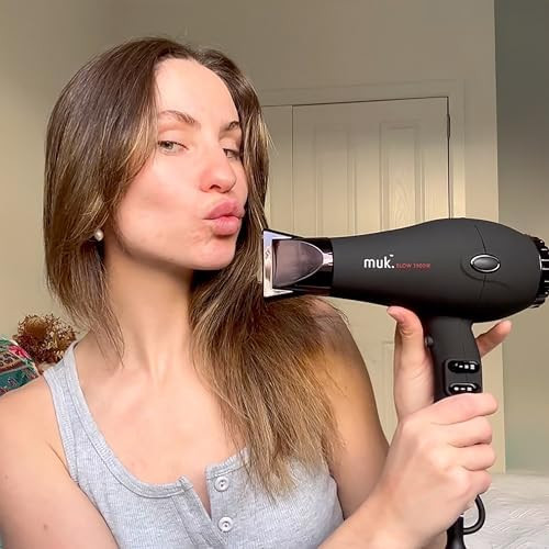Muk. Professional Blow Dryer 3900 Ir 2300 Watt - Lightweight Travel Hair Dryer For Gentle Quick Styling. Hair Dryer With Ionic Generator For Shine & Protection. 3M Swivel Cord Matte Black