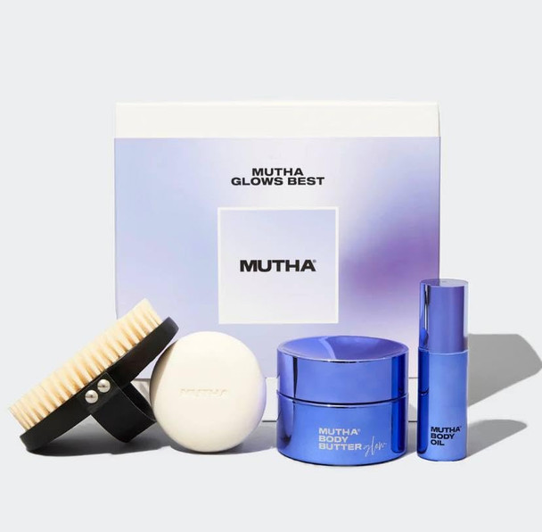 Mutha Mutha Glows Best Set (Body Brush Body Bar 150 G Body Butter Glow 160 Ml And Body Oil 25 Ml)