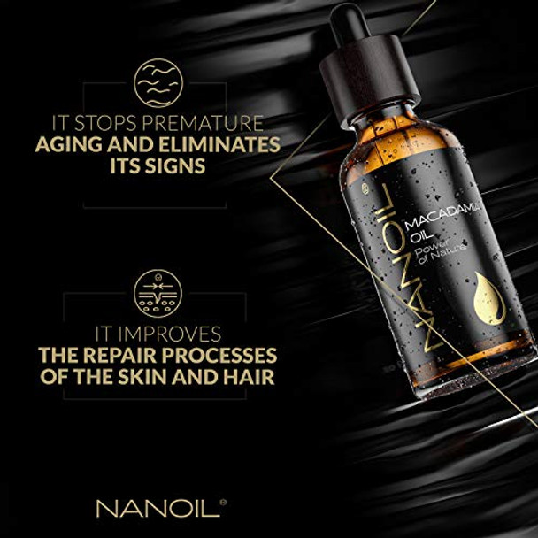 Nanoil Macadamia Oil 50Ml - Organic Cold-Pressed And Unrefined Macadamia Oil For Face Body And Hair Care. Nutrient-Boost Protection And Reinforcement