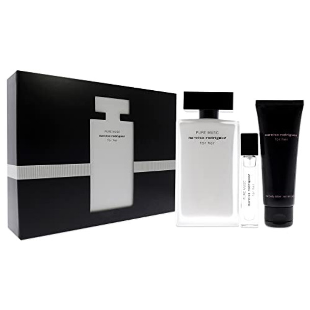 Narciso Rodriguez Pure Musc 3.3Oz Edp Spray 0.33Oz Edp Spray 2.5Oz Body Lotion Women 3 Pc Set