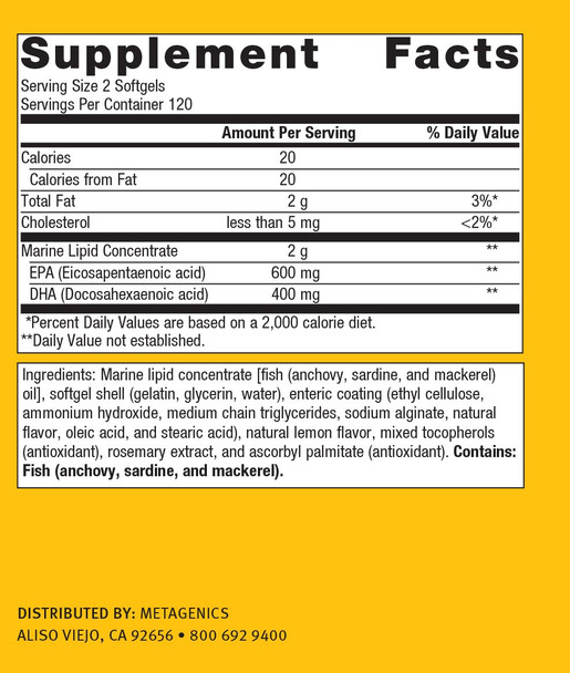 Metagenics - OmegaGenics EPA-DHA 500 EC, 240 Count