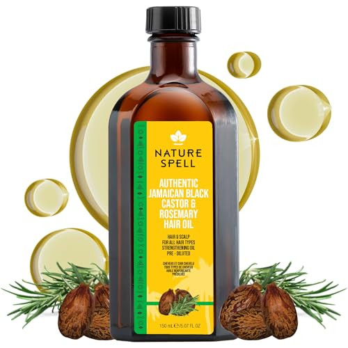 Nature Spell Jamaican Black Castor And Rosemary Oil Blend For Hair & Scalp Pre-Diluted Oil To Strengthen Roots And Smooth Strands For All Hair Types Vegan 5.07 Fl Oz