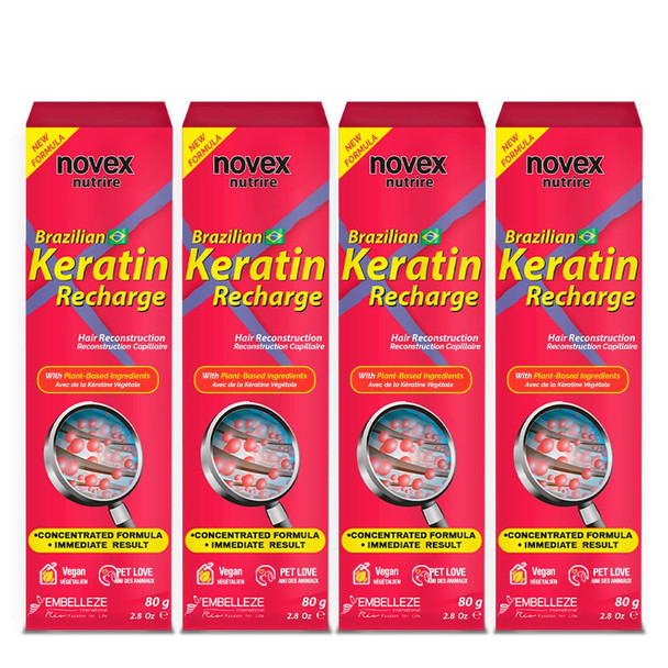 Novex Brazilian Keratin Recharge Tube Leave In 80G/ 2.8Oz - Reconstructive Keratin Frizz Control & Damage Repair
